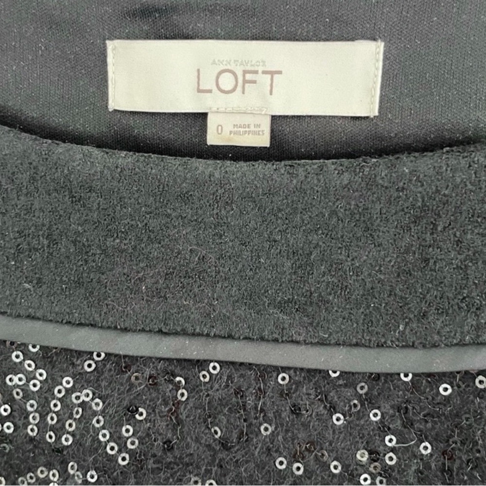 LOFT Wool Sequin Sleeveless Shift Dress Size 0 - Picture 9 of 9